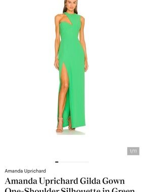 Amanda Uprichard Green One-Shoulder Gown